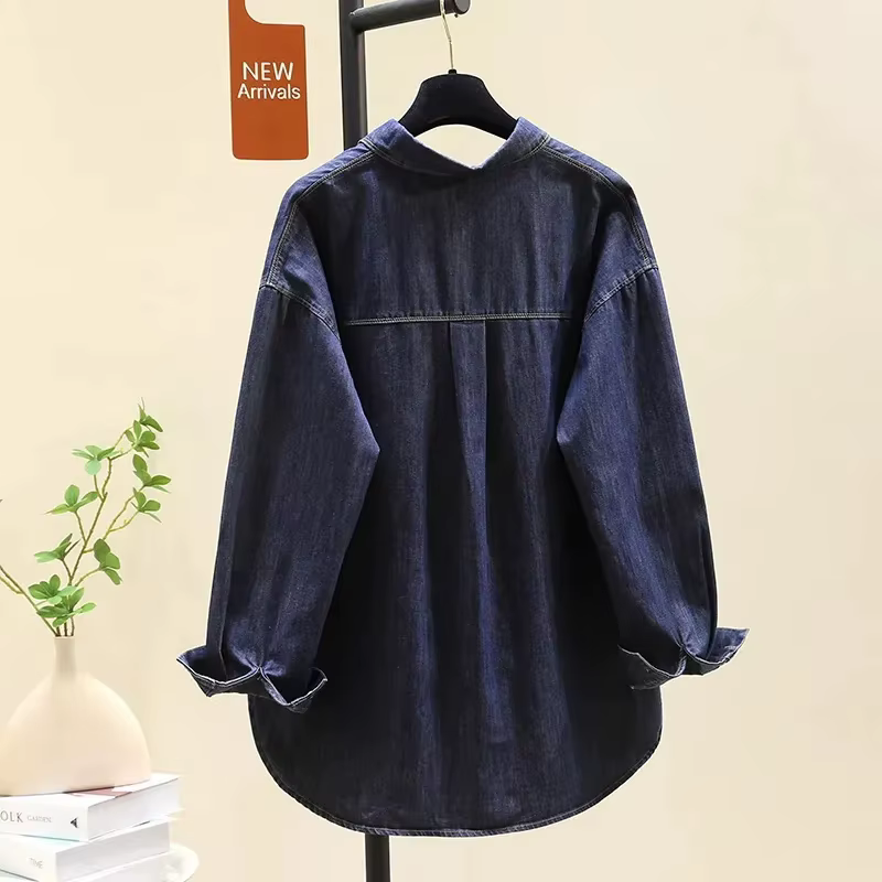 Chemisier en Denim pour femmes, polyvalent, de haute qualité, hauts brodés, décontractés et élégants, chemise de Cowboy, printemps-automne, 2025
