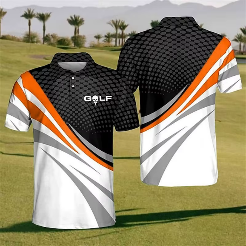 Polo pour homme à motif de golf coloré et amusant
