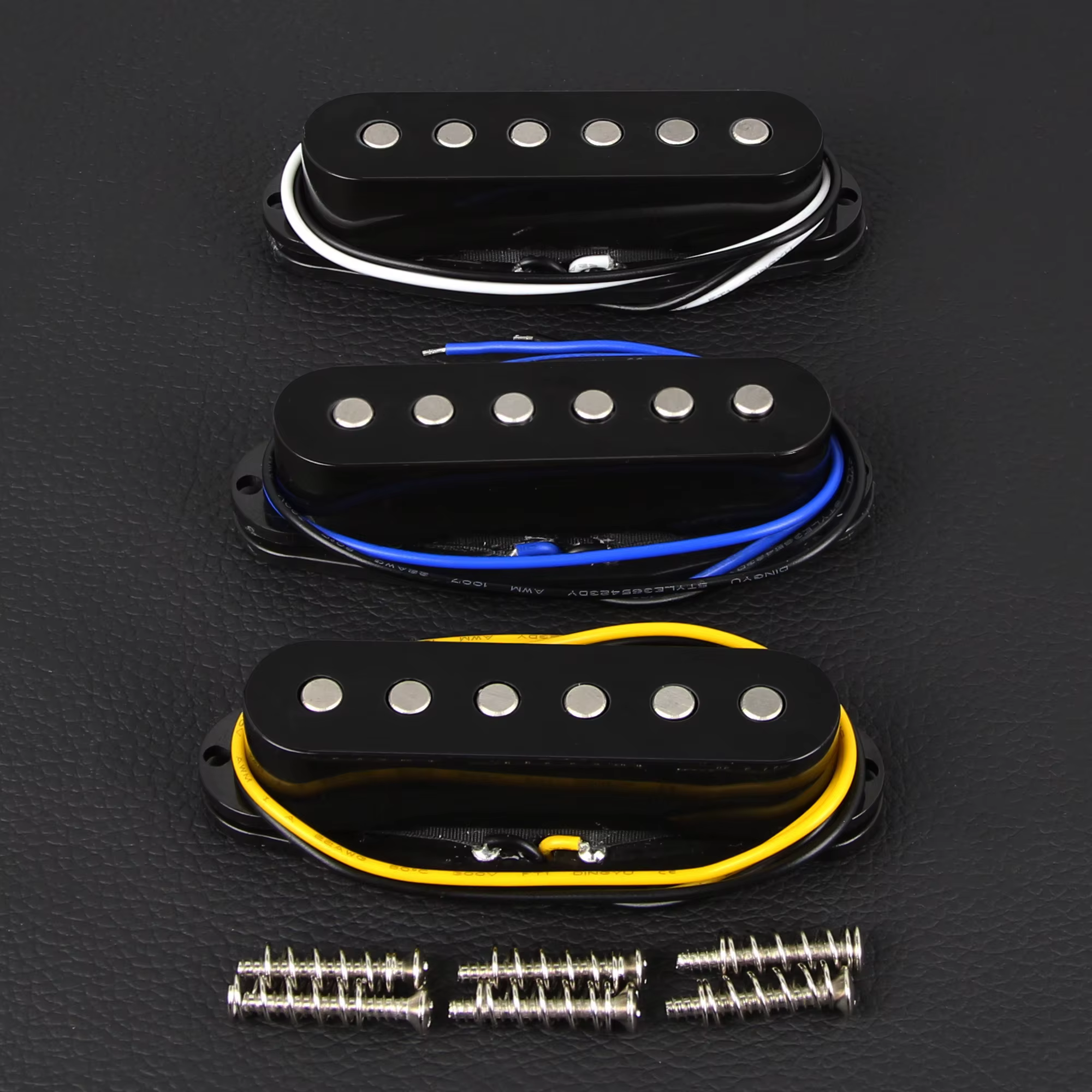 FLEOR Ensemble de micros de guitare Alnico 5 ST à bobine simple pour manche, milieu et pont, noirs