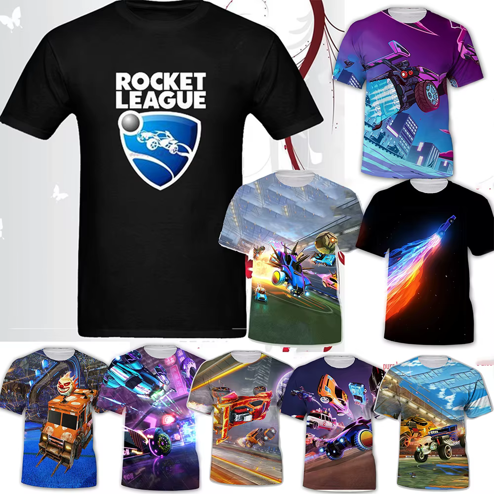 T-shirt décontracté au design créatif du jeu Rocket League
