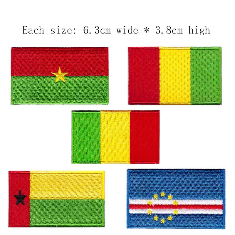 Patch brodé du drapeau de la République démocratique du Congo, 6,3 cm de large, à coudre ou à thermocoller