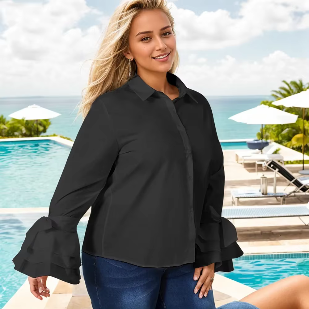 T-shirt élégant à manches longues évasées pour femmes
