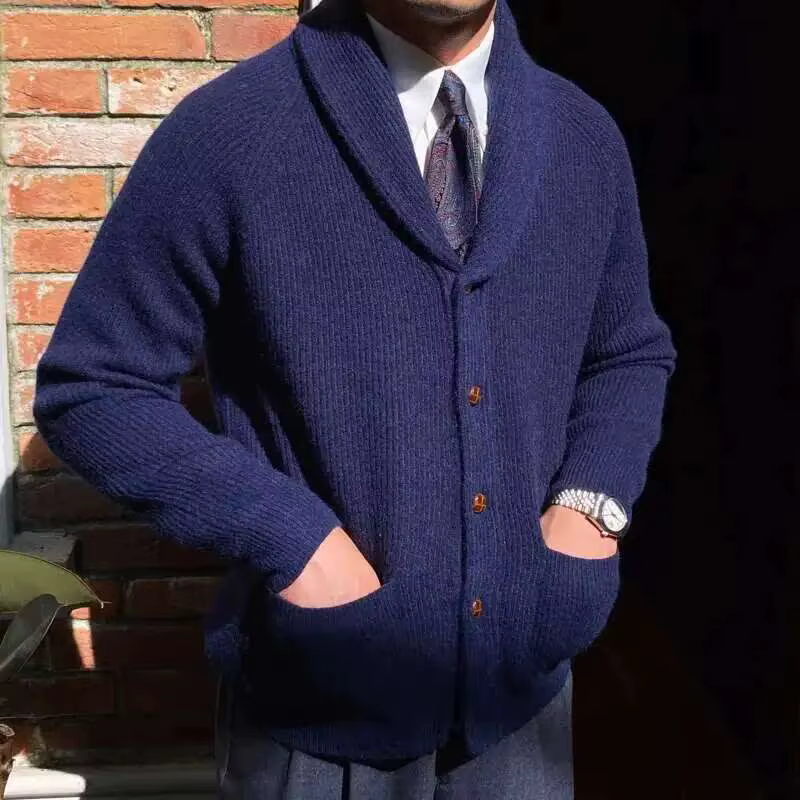 Cardigan Plissé à Simple Boutonnage pour Homme, Pull à Revers et Poches, Manteau Chaud et Sexy, Collection Automne Hiver