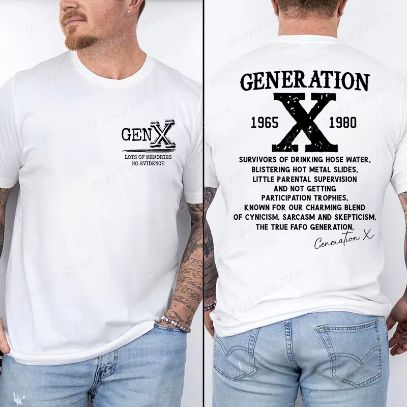 Fier Gen X T-shirts 1965 à 1980 Vintage génération X T-Shirt à manches courtes col rond