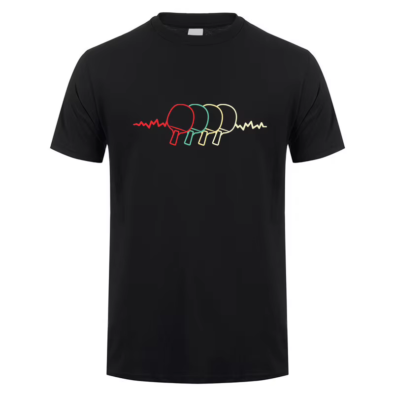Heartbeat T Shirt Hommes À Manches Courtes Coton Tennis De Table Économie Homme Vêtements Tees Y-TP-013