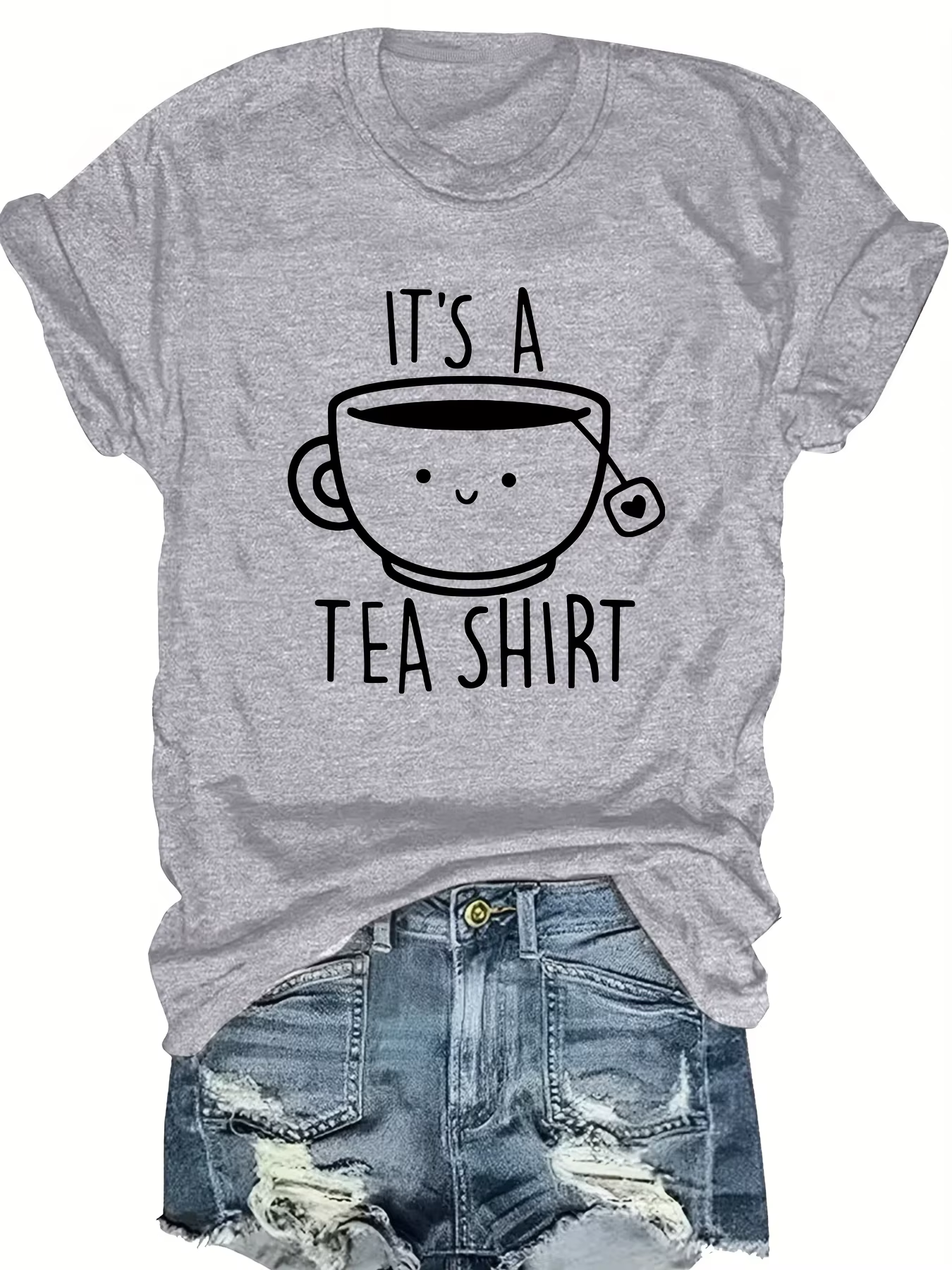 T-shirt pour femme avec impression de l'alphabet « It's A Tea Shirt »
