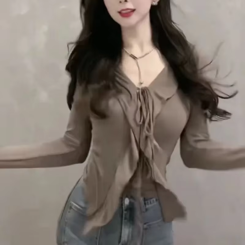 Chemisier femmes à manches longues tunique volants pansement tempérament hauts 2025 Blusas Mujer De Moda mode irrégulière été Blouses chemise