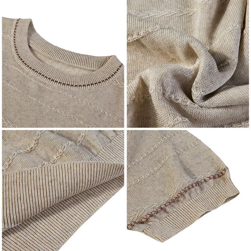 T-shirt en maille mélangée lin bicolore pour homme