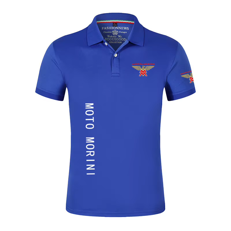 2024 Moto Morini nouveaux hommes mode impression été manches courtes couleur unie classique décontracté mince ordinaire Polo hauts