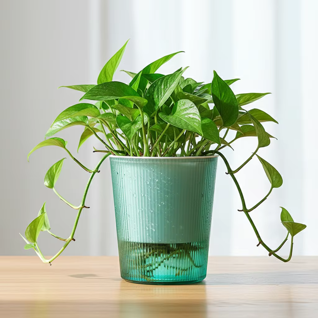 Pots de fleurs en résine semi-transparente auto-arrosants avec design à nervures verticales pour plantes d'intérieur, pothos, succulentes, décoration maison et bureau