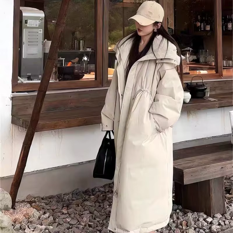 Doudoune courte et longue pour femmes, veste chaude optique à capuche avec wstring de proximité, paresseux et luxueux, nouveau style hiver 2024