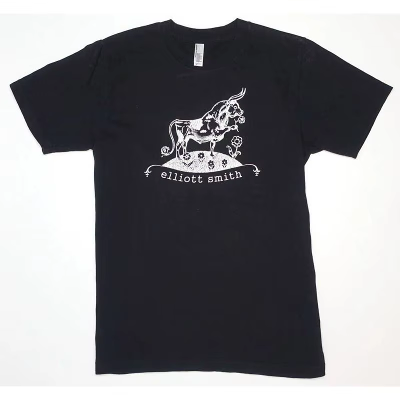 Chemise noire à manches courtes Elliott Smith pour hommes et femmes