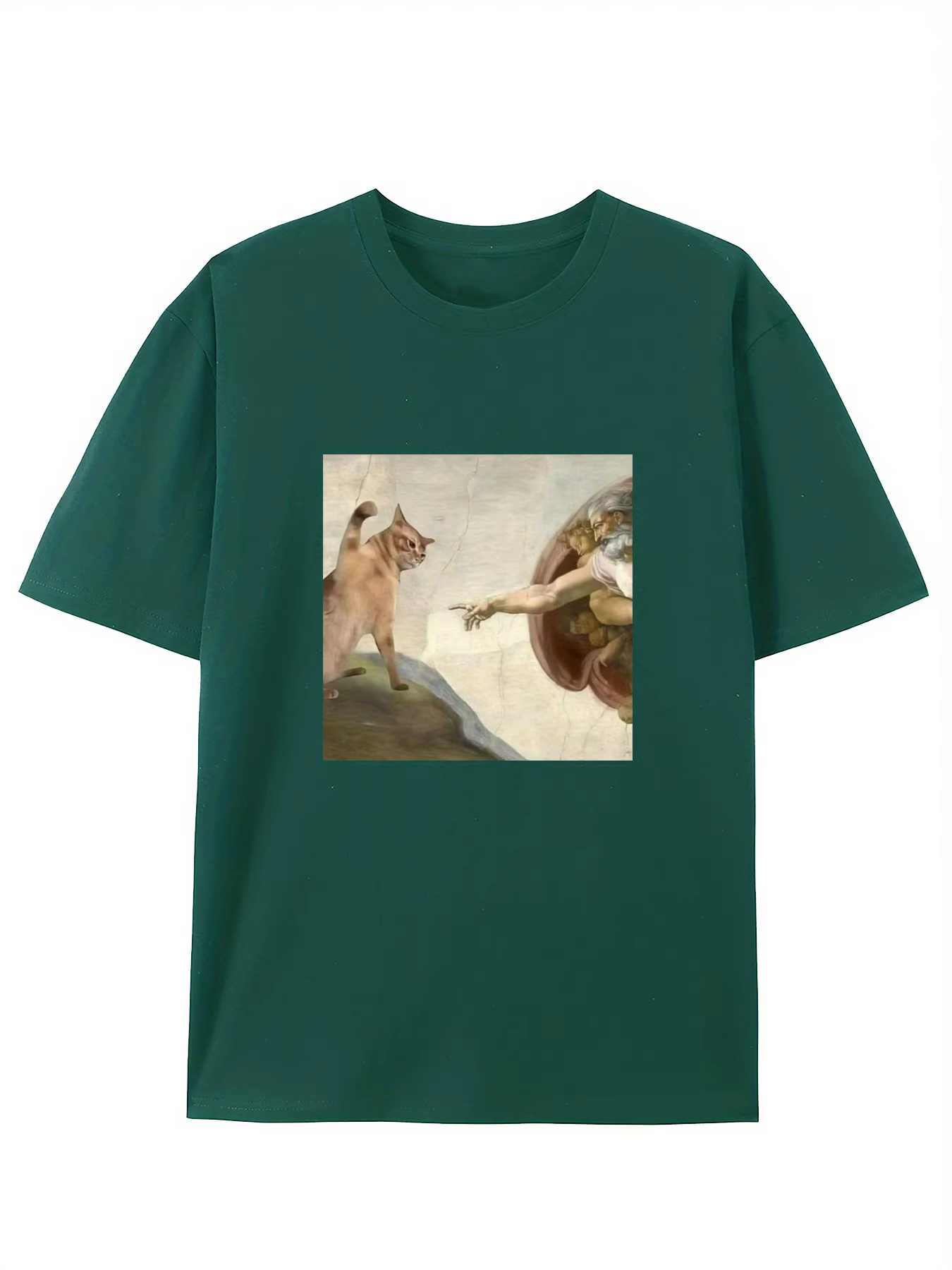 Chat humoristique et Adam Creation parodie graphique T-Shirt décontracté col rond coupe manches courtes pour adulte été