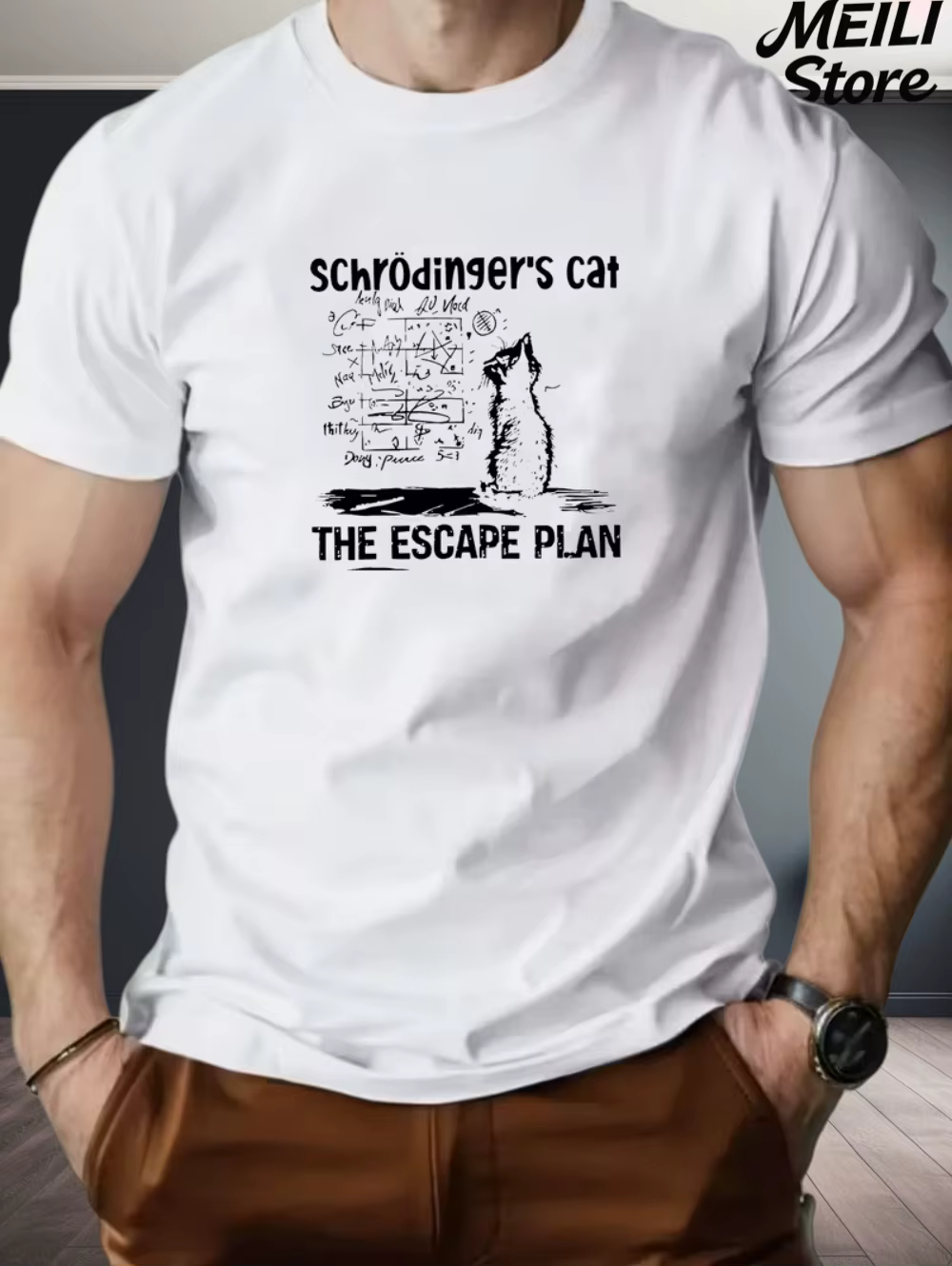 Schrodinger chat Design hommes T-Shirt été décontracté amusant 3D imprimé ample mode haut surdimensionné Science amant