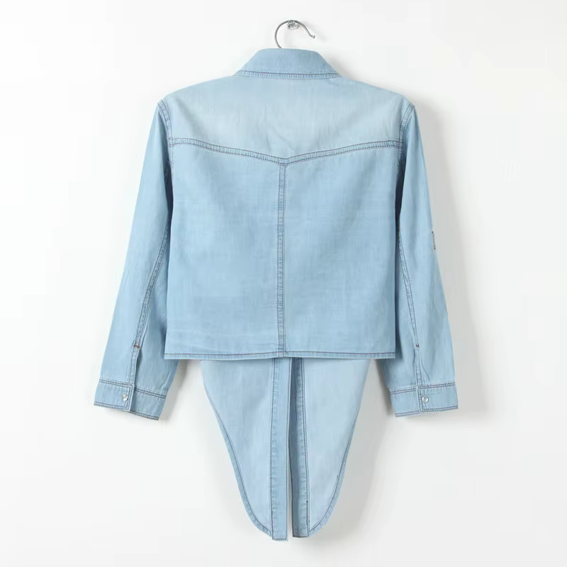 # Chemise en jean courte à manches courtes pour femme