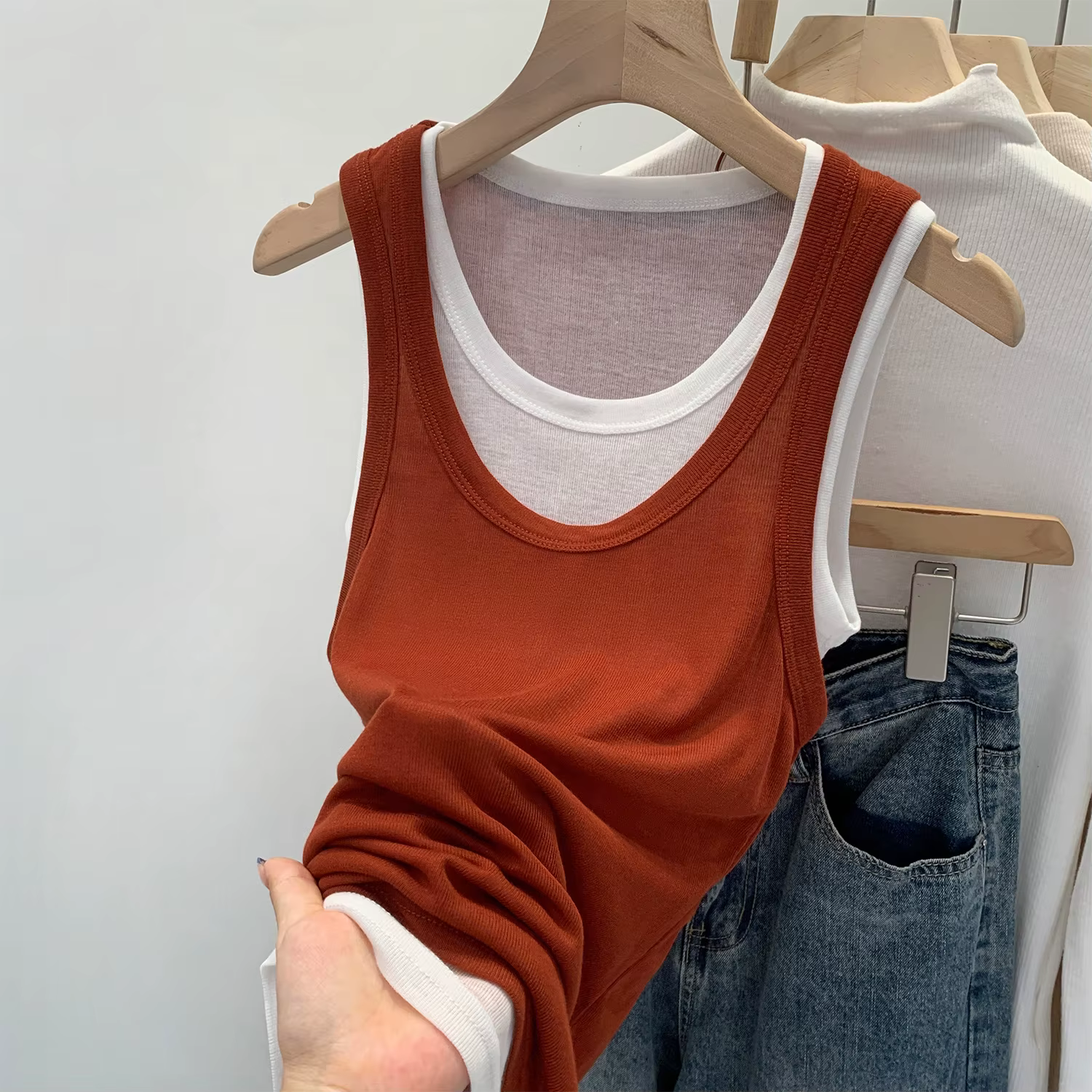 Débardeur Femme Gris Fin Style Sportif Color Block