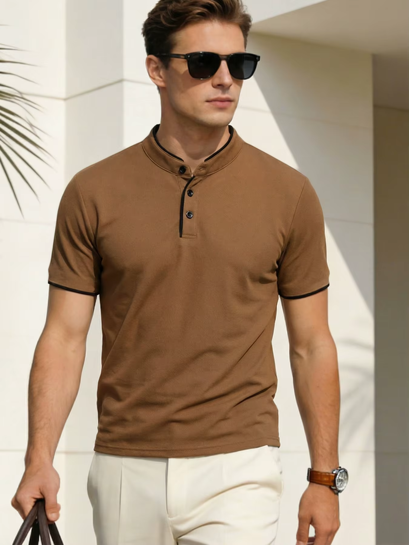 Polo pour homme à col mandarin de haute qualité