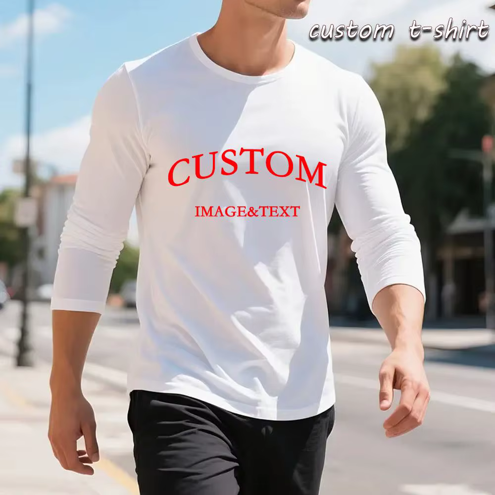 Impression 3D bricolage personnalisé à manches longues T-shirts hommes décontracté respirant séchage rapide hauts personnalisez votre propre conception t-shirt