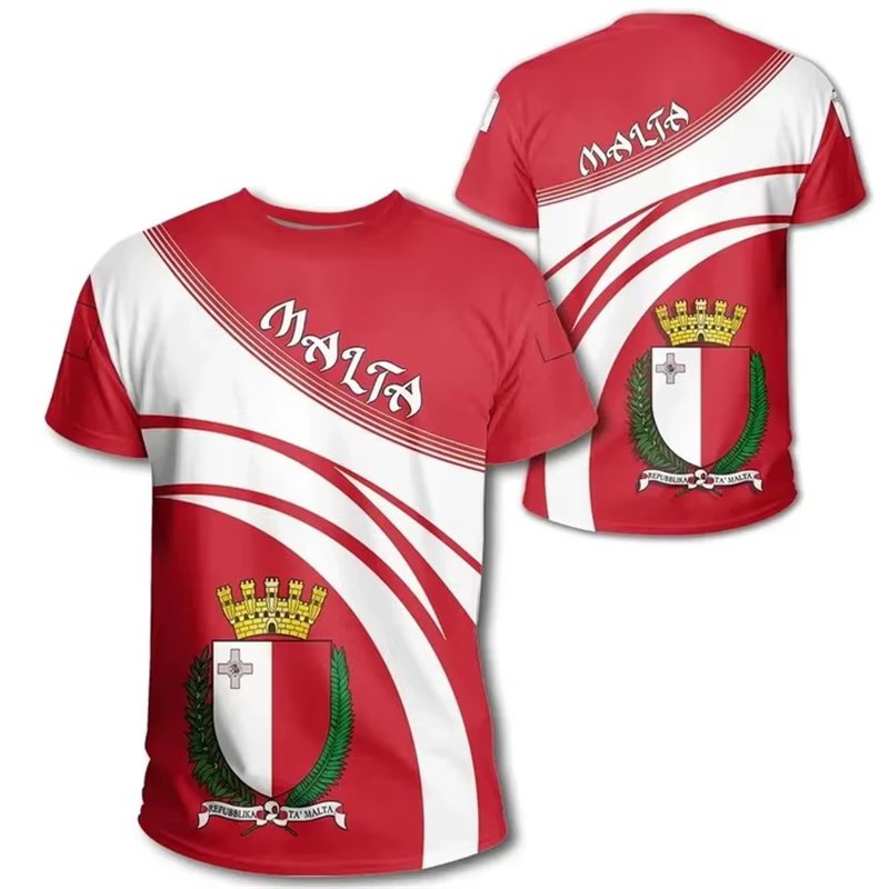 Drapeau de Malte impression 3D T-shirts pour hommes vêtements de créateurs hommes été unisexe à manches courtes hauts mode T-shirts Streetwear Harajuku t-shirt