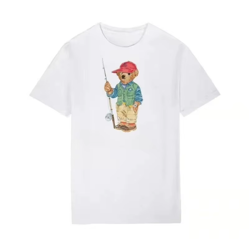 Nouveaux t-shirts en coton à imprimé ours Poloo pour hommes