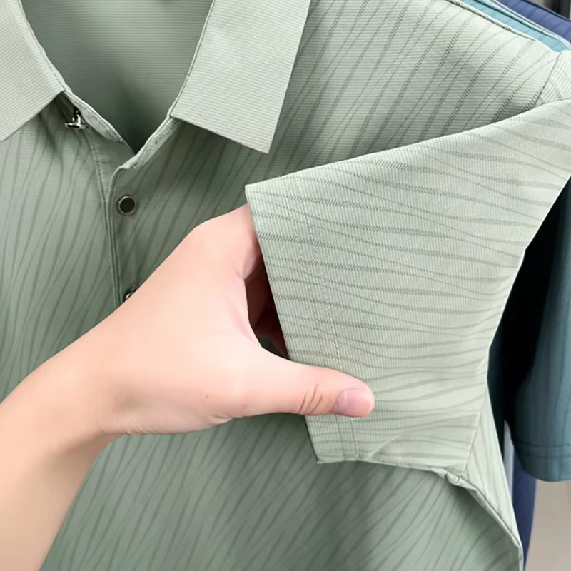 BROWON 2026 – Nouveaux Polos d'été de Luxe pour Homme à Manches Courtes en Soie Glacée