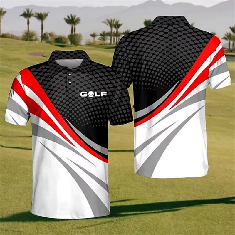 Polo pour homme à motif de golf coloré et amusant
