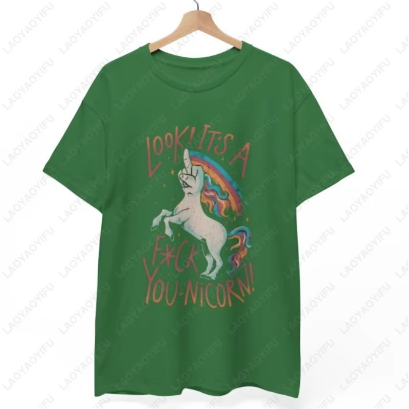 F-You T-Shirt licorne Style Humor coton à manches courtes