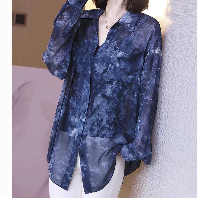 Chemise à manches longues à col polo pour femmes