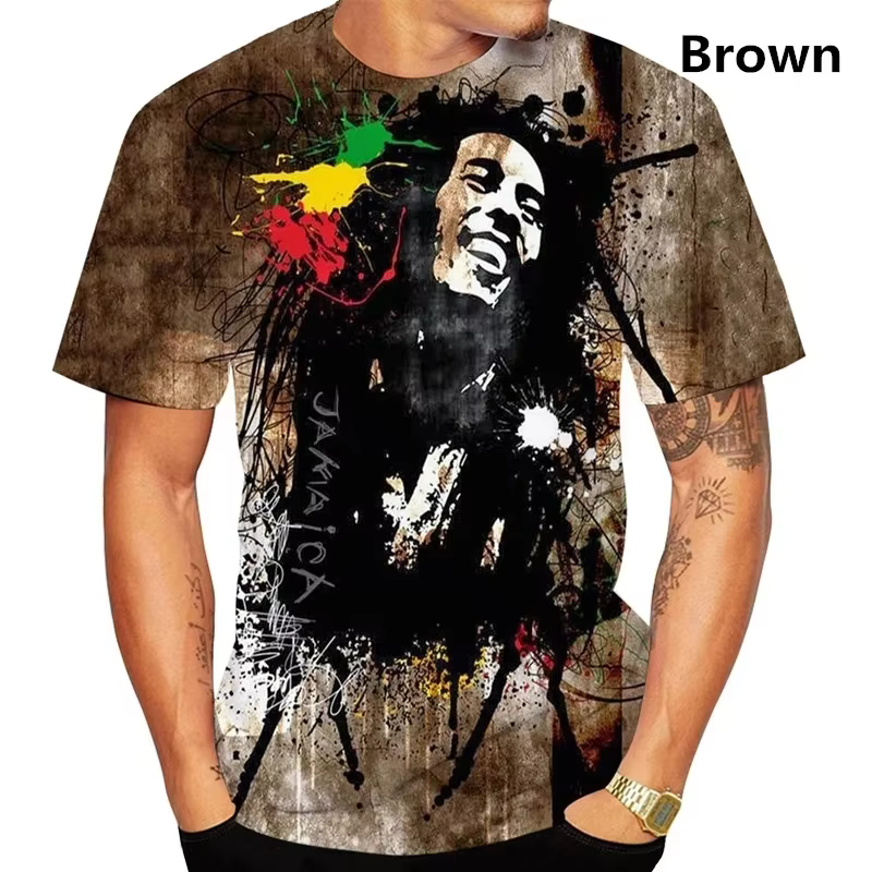 Bob Marley Hip-hop Rock chanteur impression 3D sport séchage rapide respirant hommes T-shirt en plein air rue mode décontracté à manches courtes haut