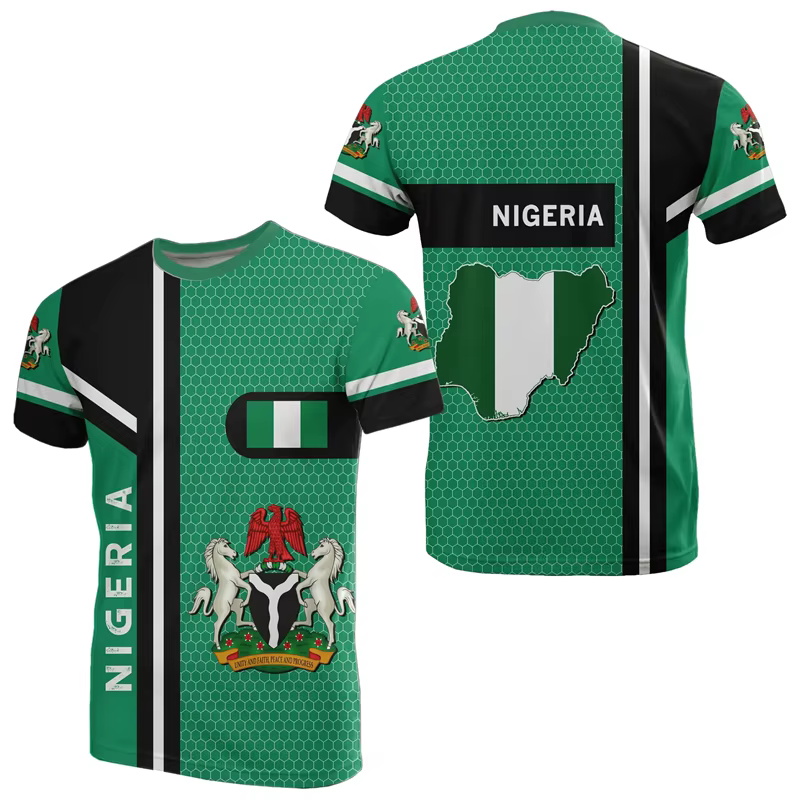 Économie à manches courtes pour hommes, Emblem Graphic Print, Nigeria Feel, Vêtements africains, Zones Ropa, Été, Respzed, Homme, Y-Man