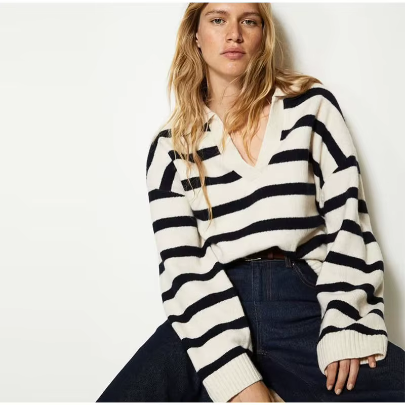 Pull tricoté rayé pour femmes