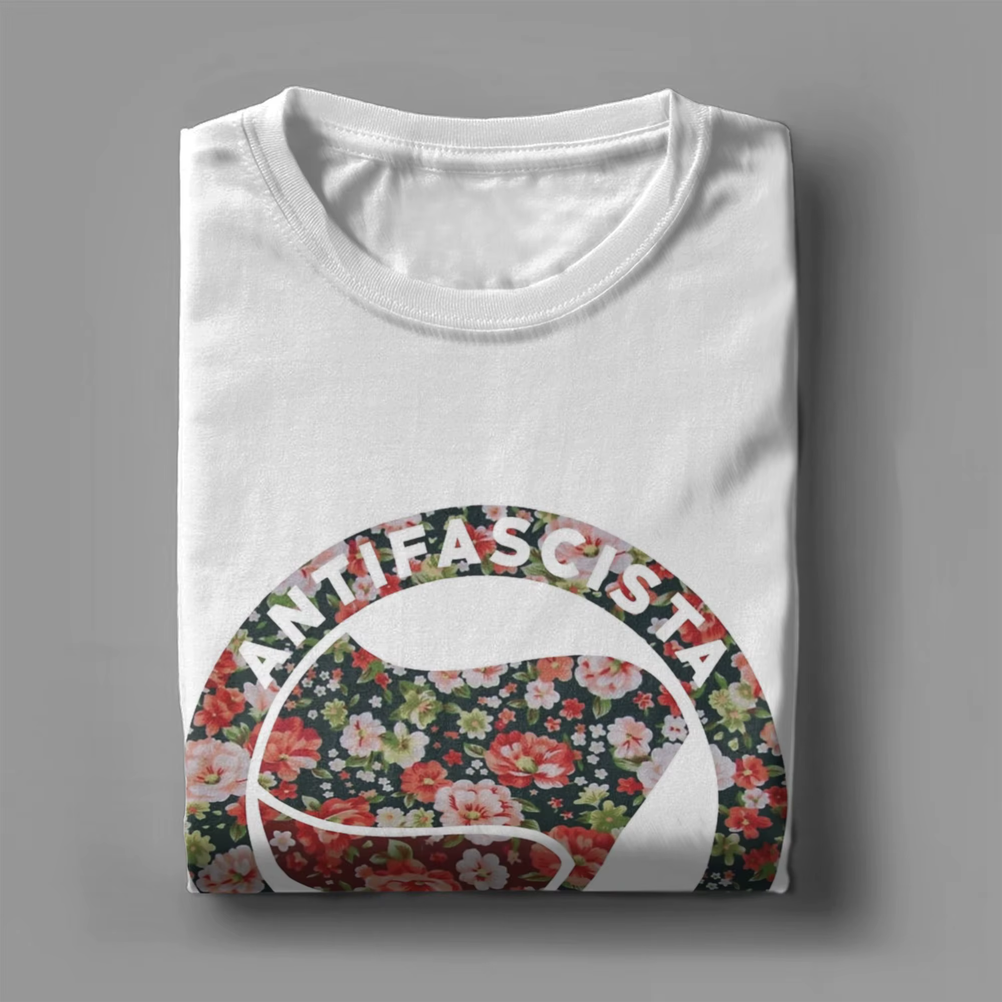 Loisirs Anti fasciste Antifa Floral t-shirt pour hommes femmes 100% coton à manches courtes col rond été hauts chemises
