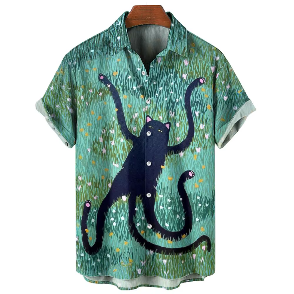 Chemises graphiques Anime Cat pour hommes
