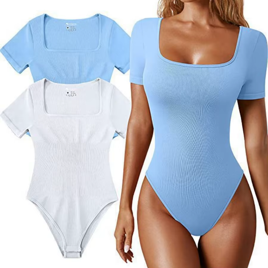 Combinaison de yoga sans manches pour femme, col carré, maillot de bain une pièce d'été, lingerie sexy, combinaison de sport et fitness pour femme