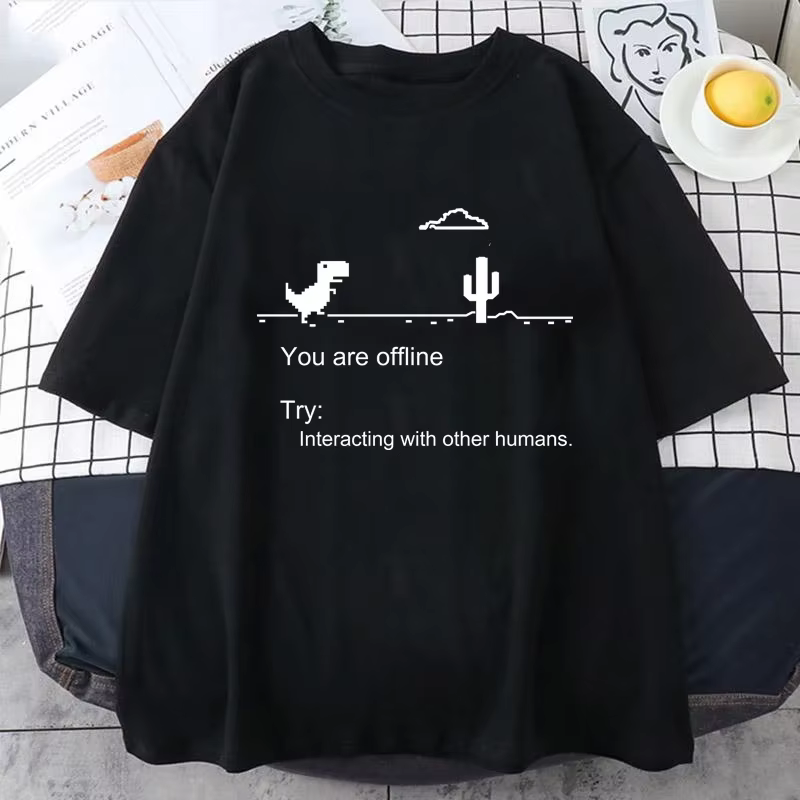 2025 T-shirts pour hommes imprimé dinosaure Cactus hauts drôles été coton T-shirt