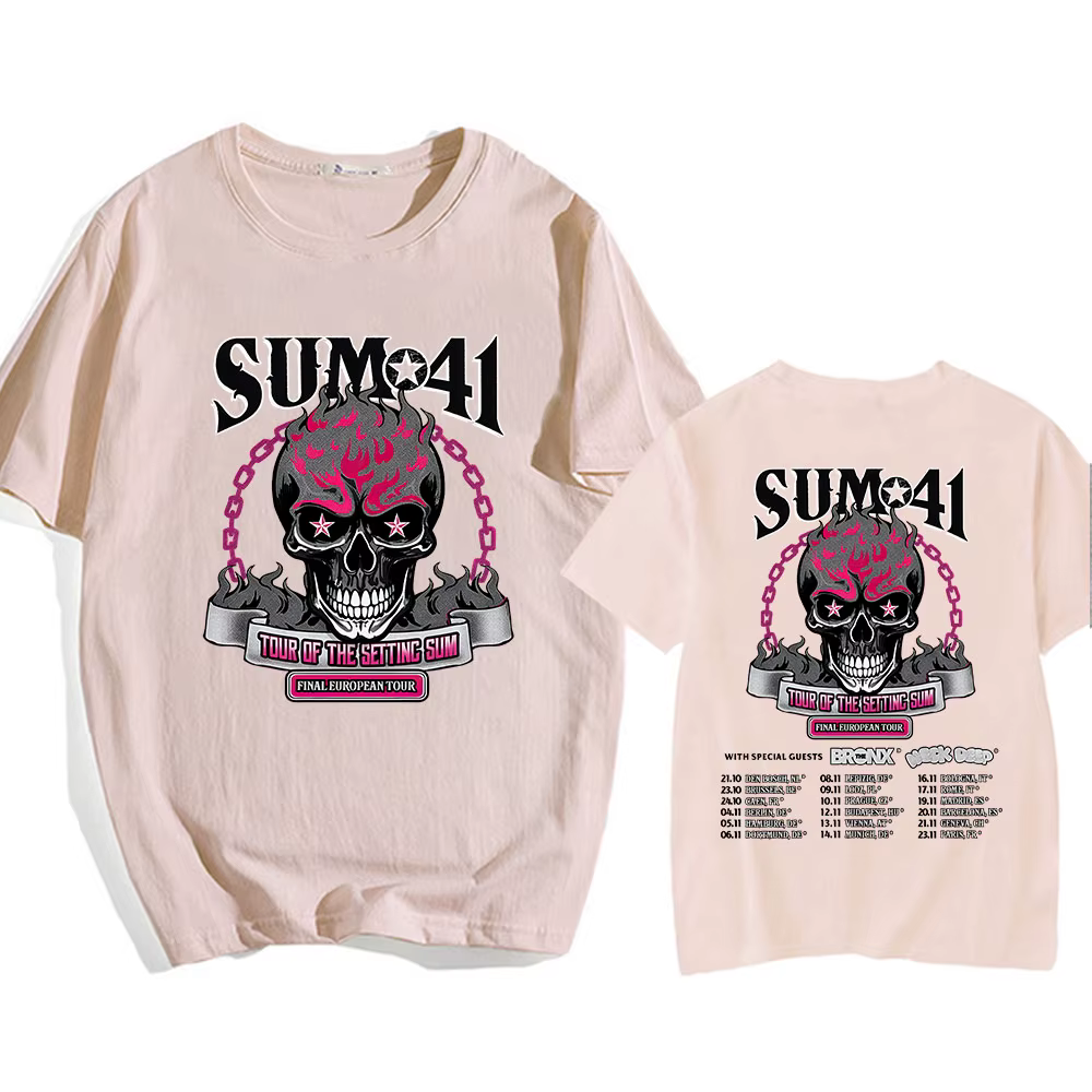 Tour du réglage Sum Sum41 T-shirt coton été haute qualité hommes t-shirts col rond décontracté Hip Hop gothique