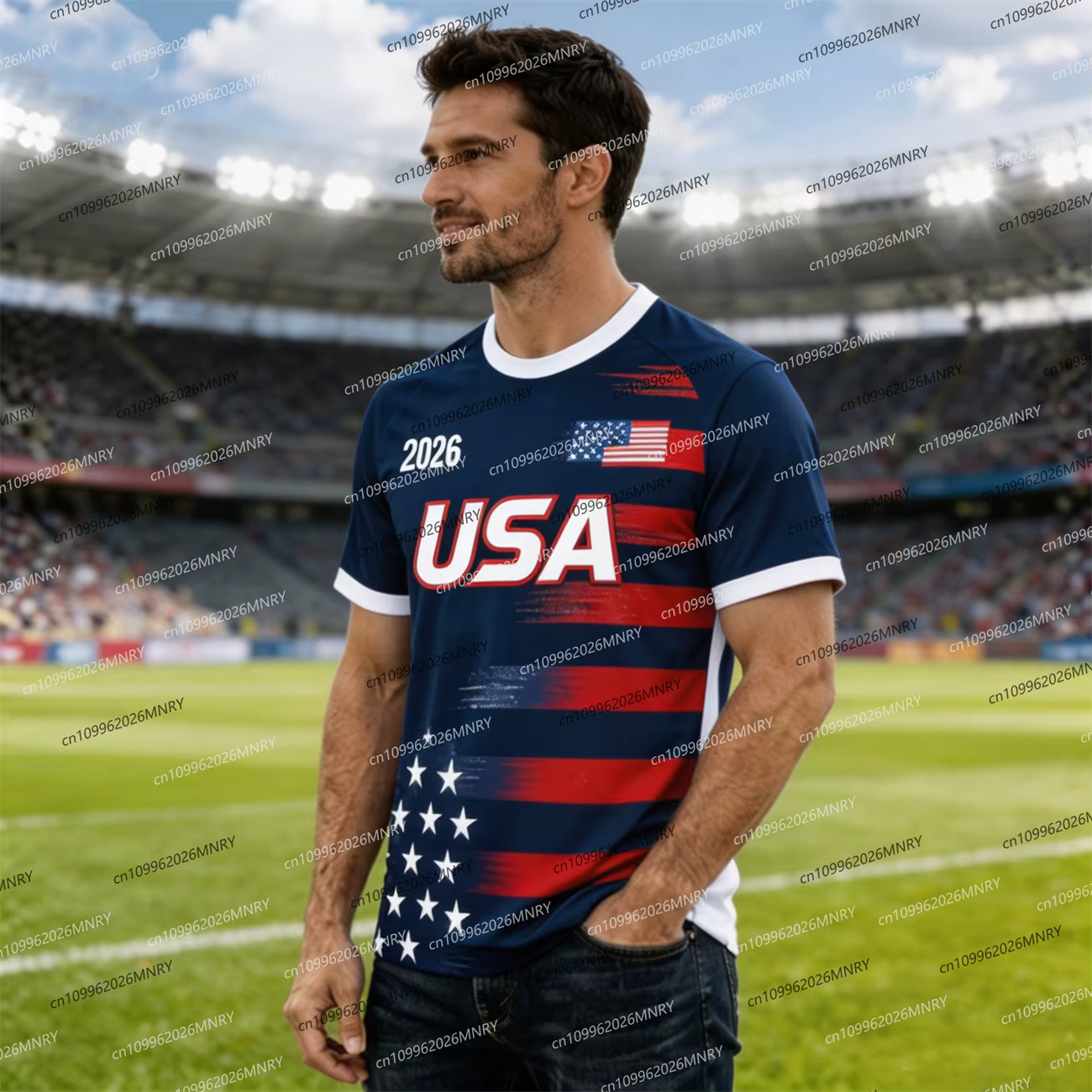 T-shirt d'homme avec emblème du drapeau américain 2026
