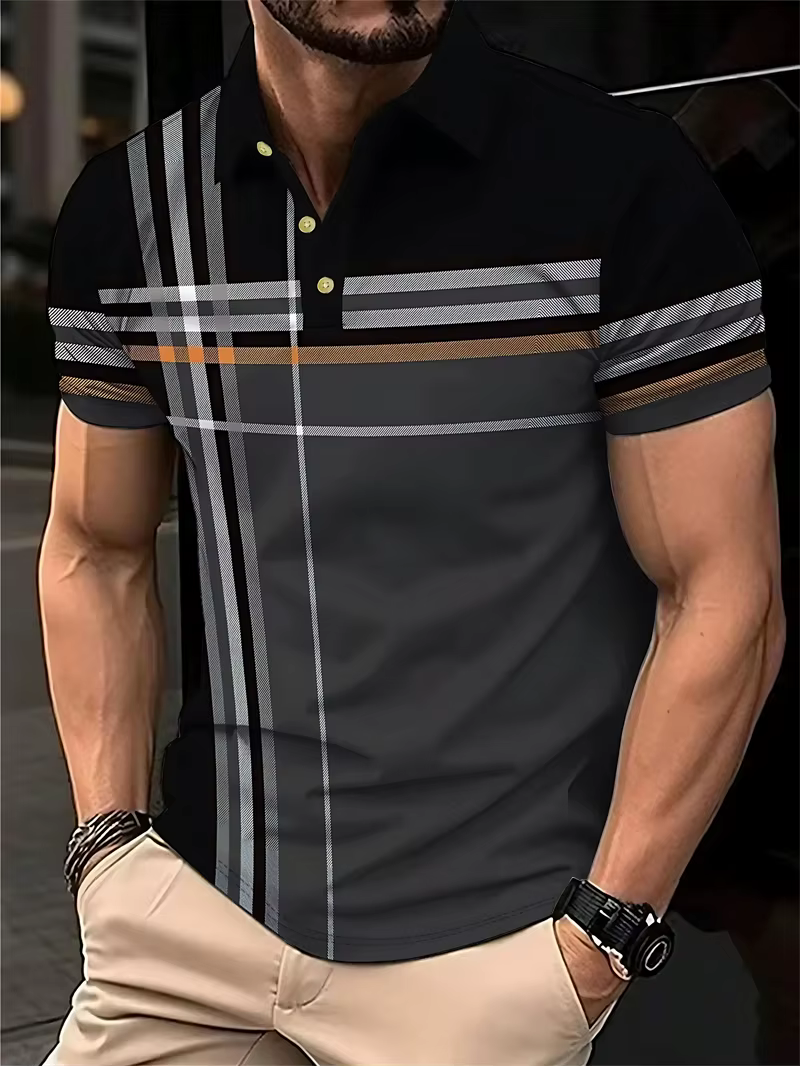 Chemises polo simples à rayures pour hommes