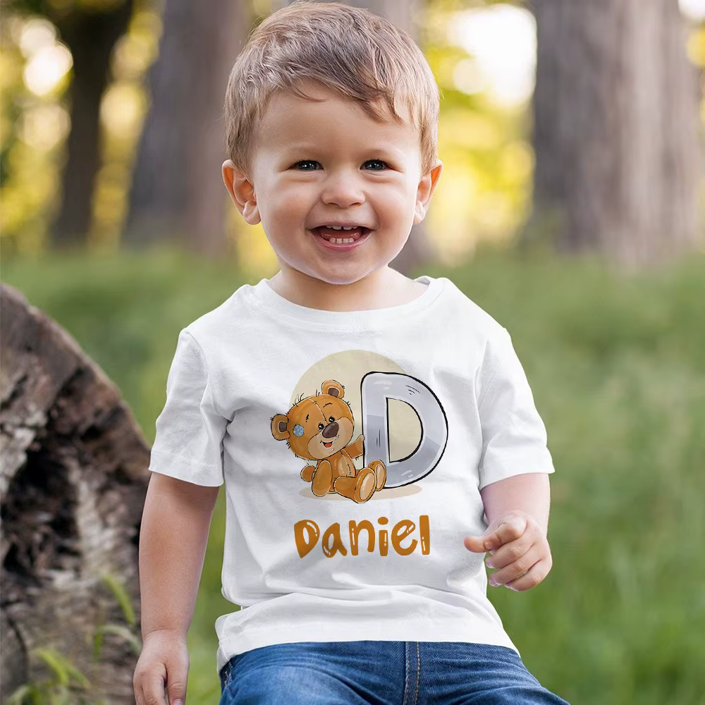 Personnalisé Anniversaire A-Z Chemise Initiale avec Nom T-Shirt Sauvage Tee Garçons ixD'anniversaire