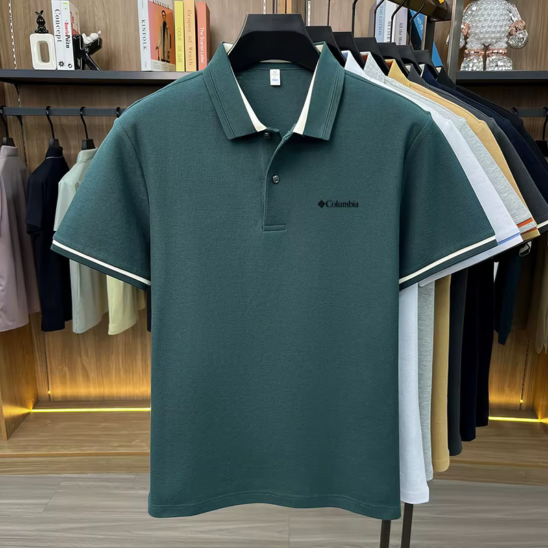Polo Homme 100% Coton Exquis, Broderie Lettre Simple, Polyvalent, Léger et Respirant pour l'Été