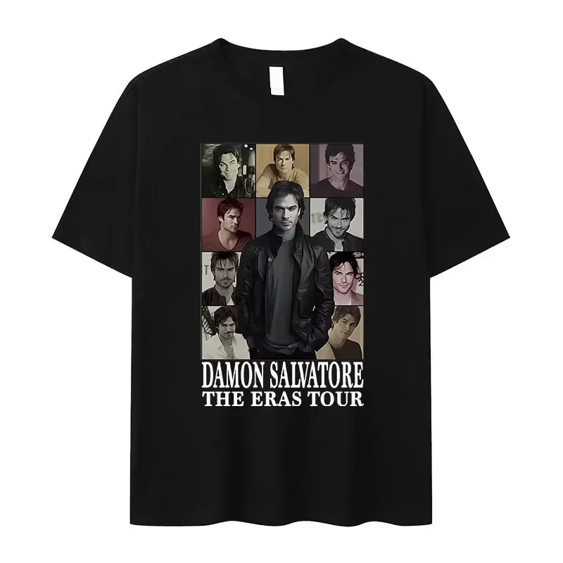 Damon Salvatore Ian Somerhalder émission de télévision T-shirt pour femmes été hauts t-shirts col rond