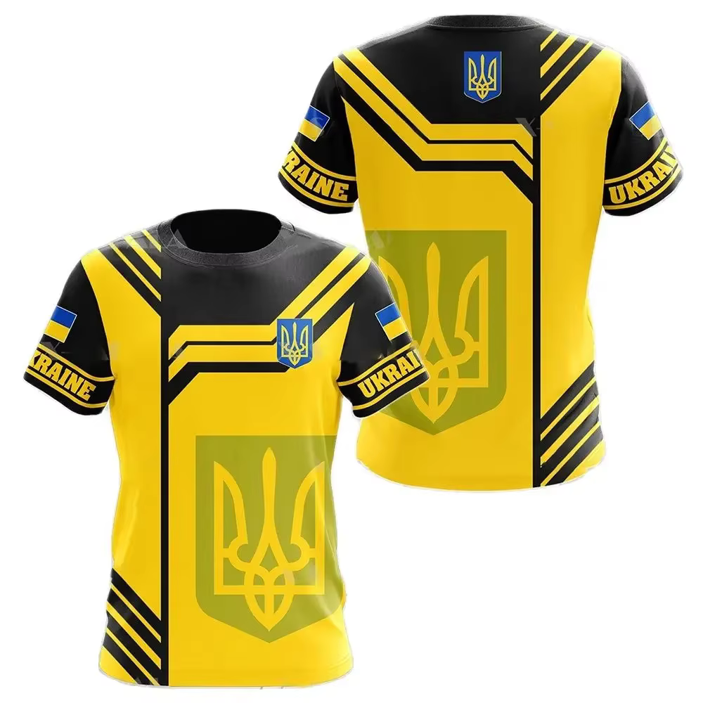 T-shirt Homme Drapeau Ukraine Hauts Camouflage Armée Ukrainienne Manches Courtes Maillot Été Col Rond Oversize