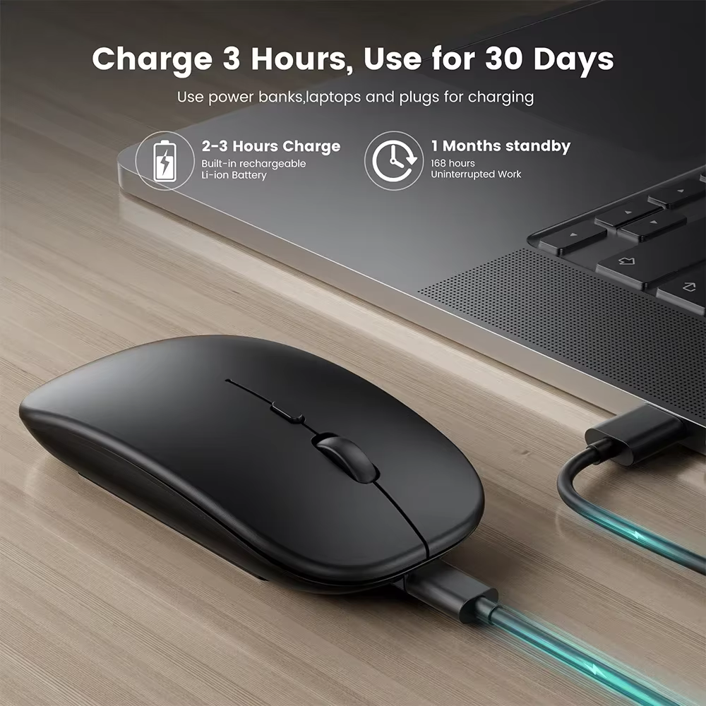Souris de jeu sans fil, Compatible Bluetooth (Dual Mode: BT + 2.4Ghz), ergonomique et Rechargeable, pour PC/ordinateur portable/Macbook ﻿