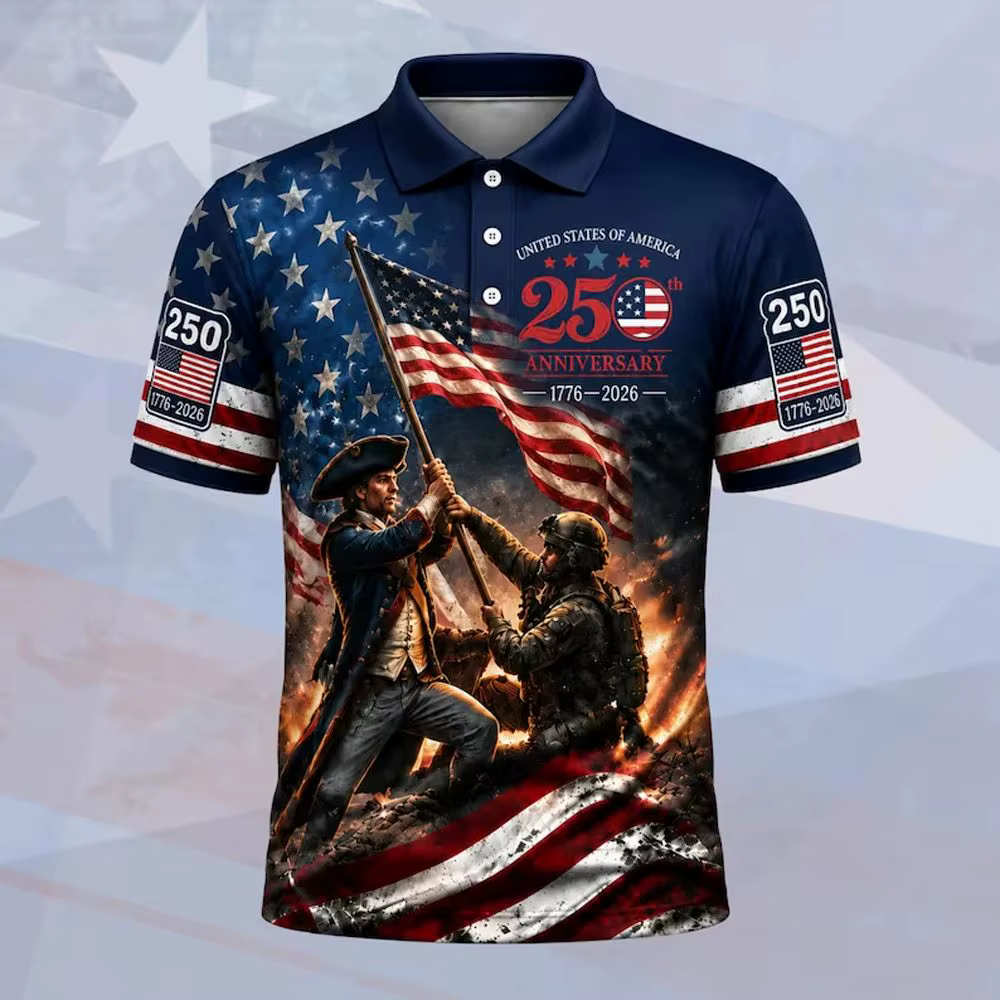 Polo pour homme patriotique USA 250e anniversaire