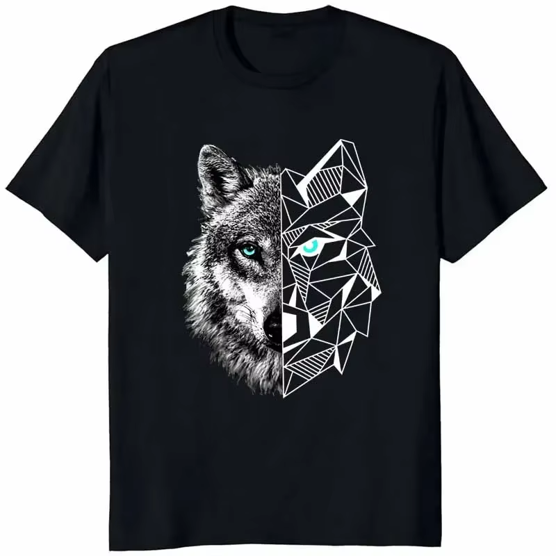 T-shirts à imprimé graphique Snow Wolf pour enfants et hommes