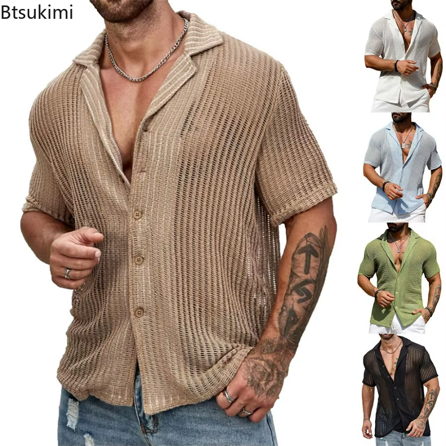 Polo uni en tricot à manches courtes pour hommes