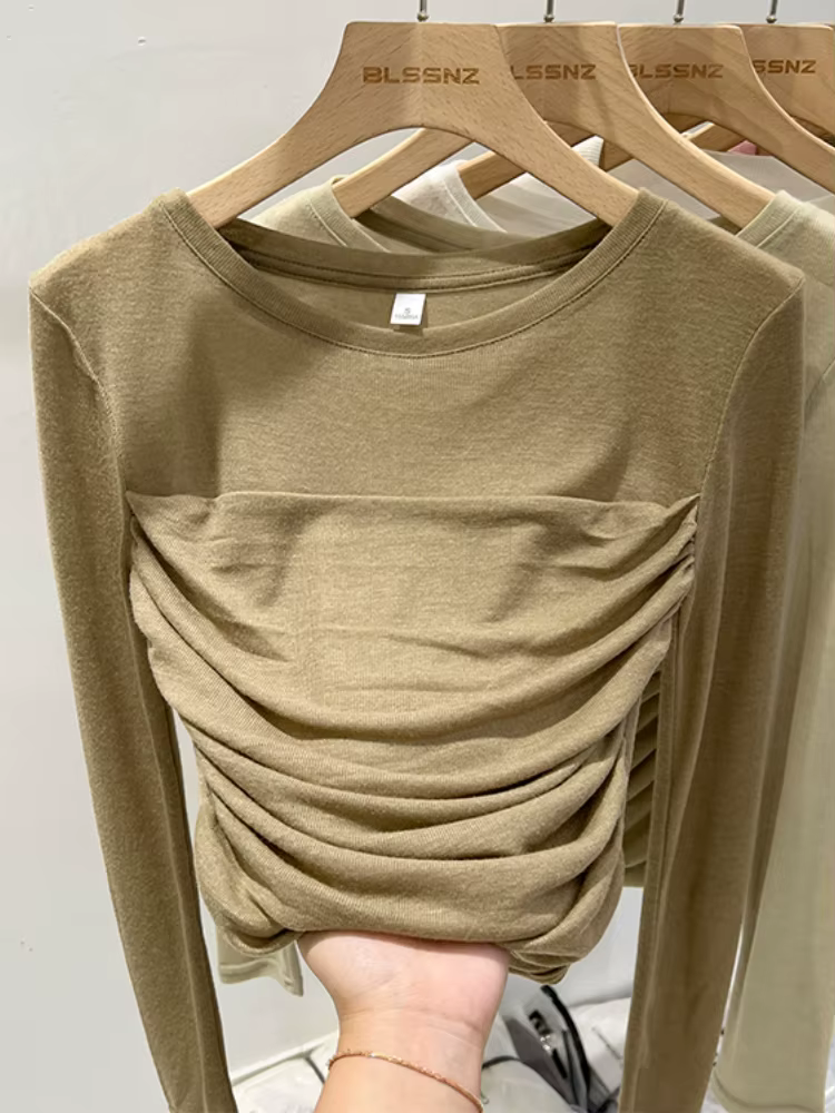 T-shirt élégant et sexy à col rond en dentelle noire 2026 pour femme