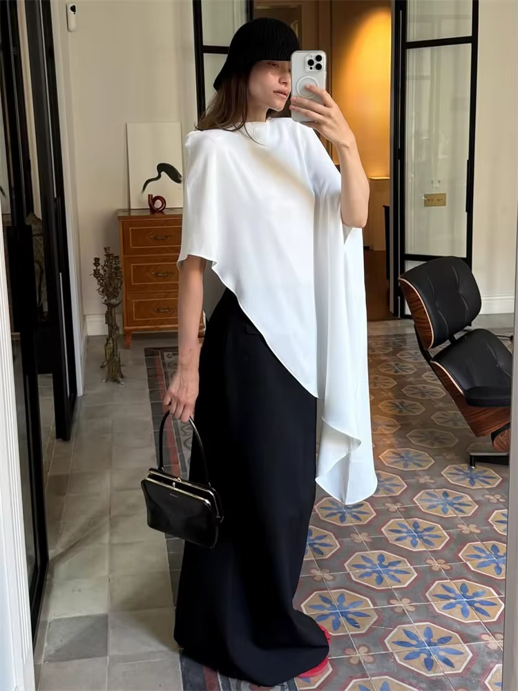 Tossy mode blanc Satin débardeur pour femmes à manches courtes en vrac solide élégant trajet automne 2025 vêtements