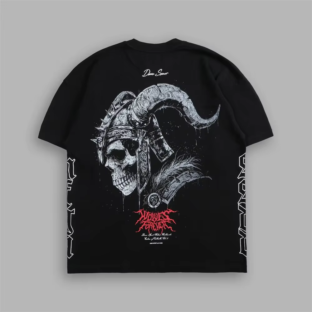 DARC EINHERJAR - T-shirt surdimensionné noir pour hommes