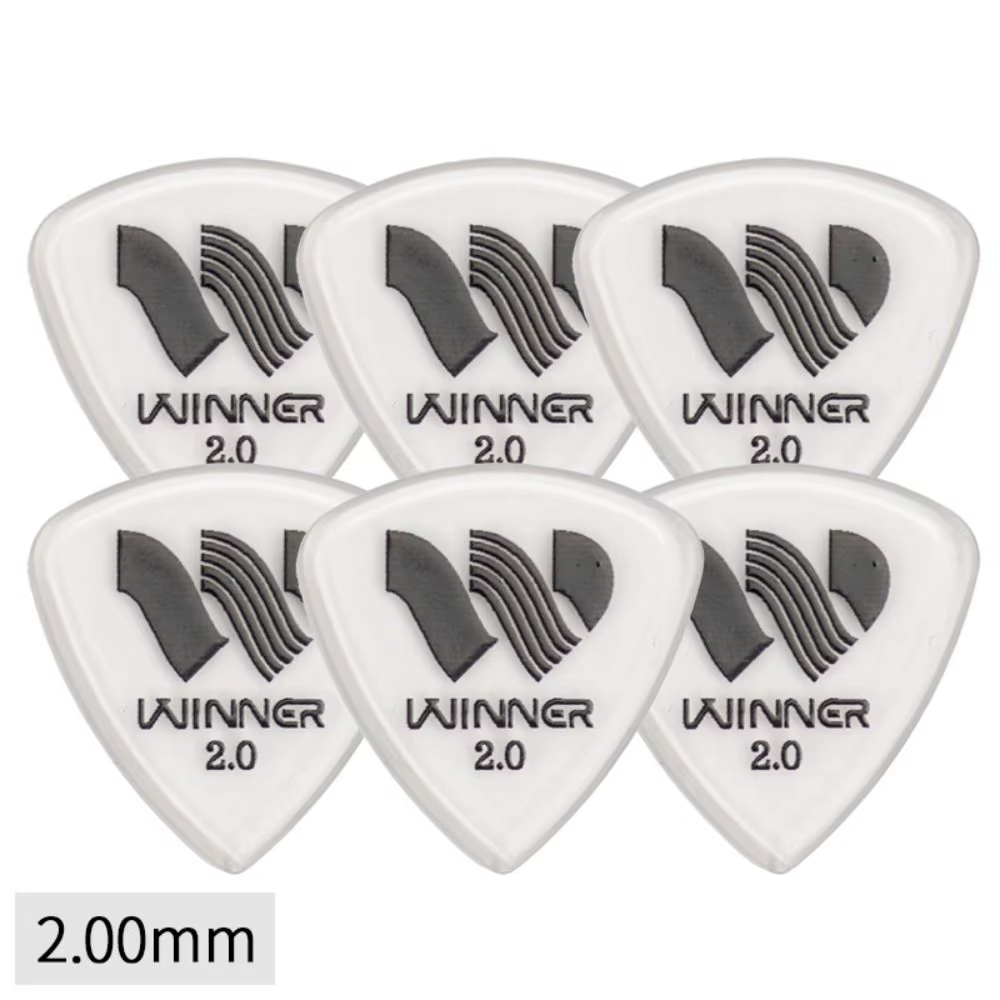 Plectres de guitare professionnels Winner, 6 pièces, grands plectres triangulaires antidérapants, plectres de 2.0MM d'épaisseur, accessoires pour guitare acoustique
